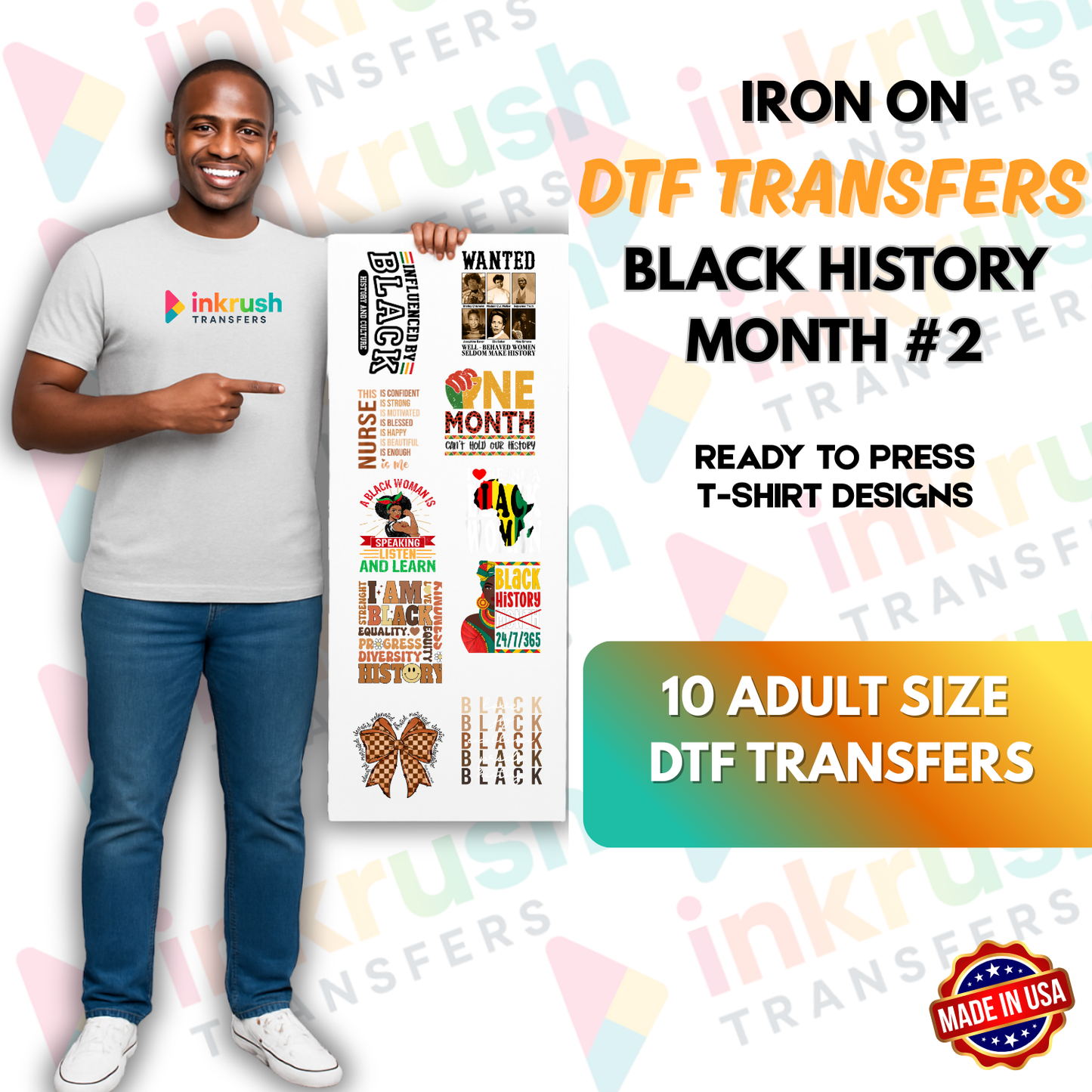 Heritage & Culture Collection – 22″ Premade BHM Gang Sheet (10 Adult Designs)