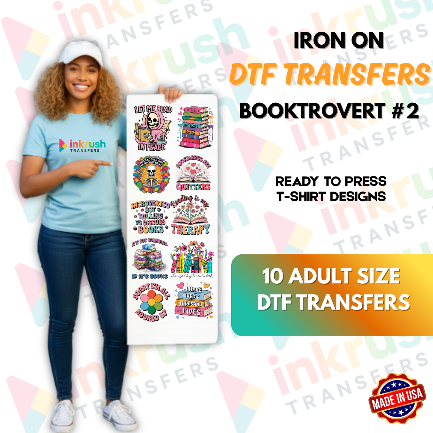 Booktrovert Bundle #2 – Retro Library & Dark Academia (22″ Gang Sheet, 10 Adult Transfers)