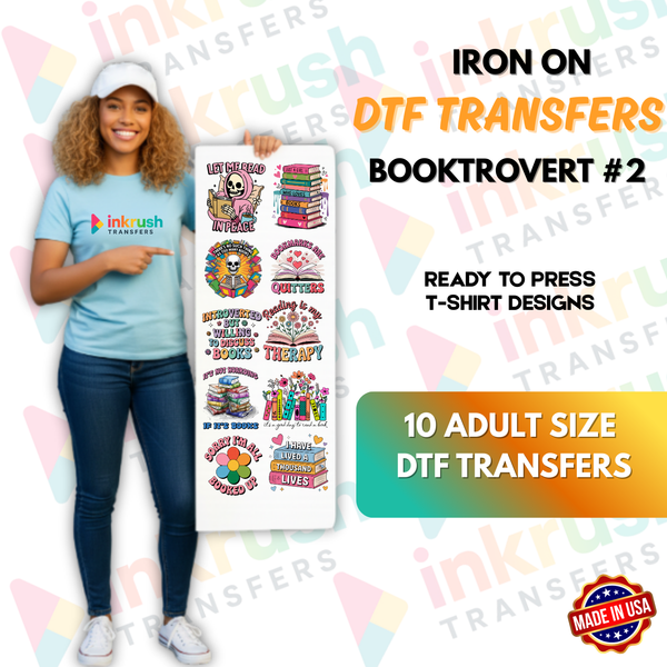 Booktrovert Bundle #2 – Retro Library & Dark Academia (22″ Gang Sheet, 10 Adult Transfers)