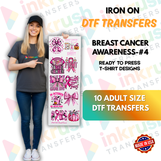 Breast Cancer Awareness Bundle #4 – Pink Halloween Crossover | 10 Adult DTF Transfers (22″)