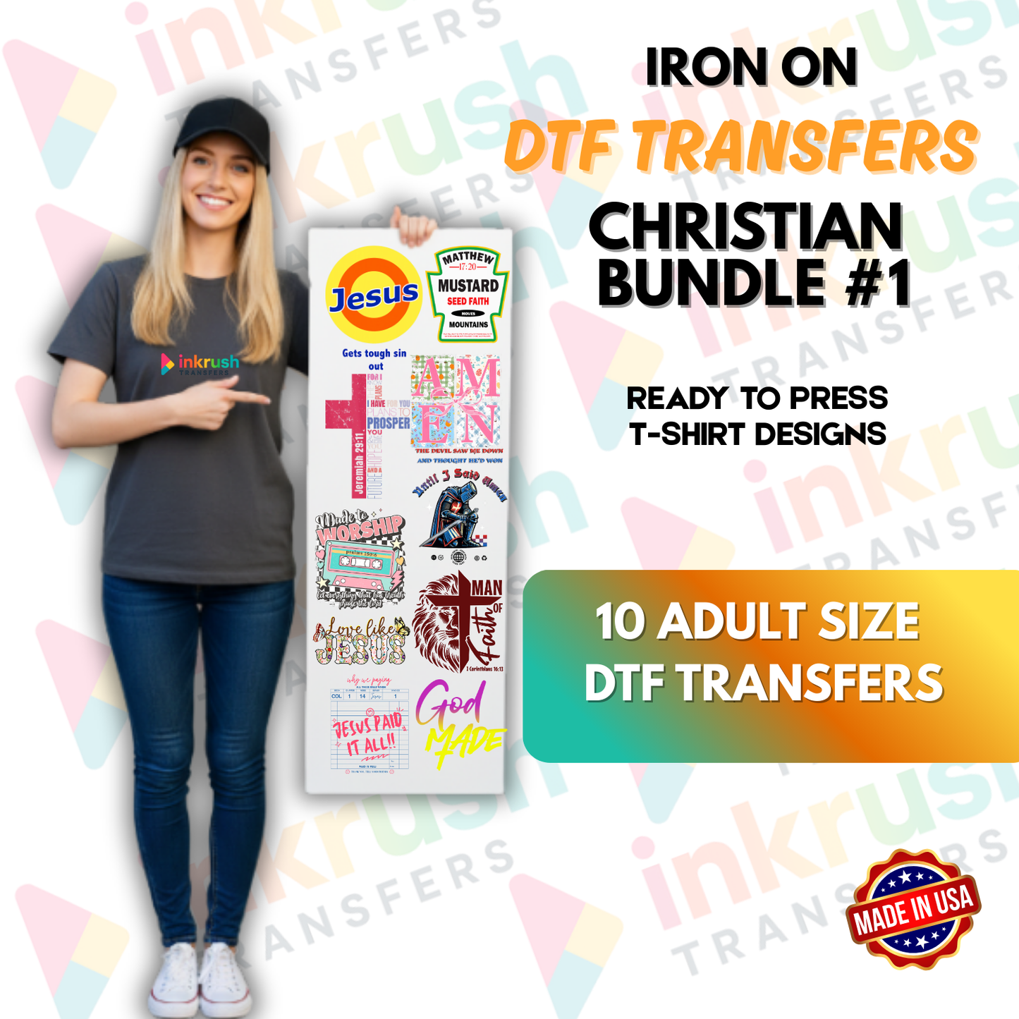 Christian Bundle #1 – Scripture Essentials (22″ Gang Sheet, 10 Transfers)