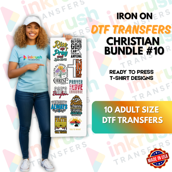 Christian Bundle #10 – Hope, Grace & Encouragement (22″ Gang Sheet, 10 Transfers)