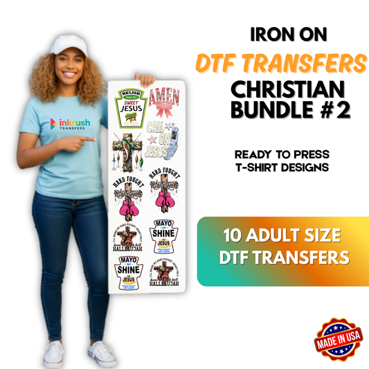 Christian Bundle #2 – Cross & Minimal Faith Icons (22″ Gang Sheet, 10 Transfers)