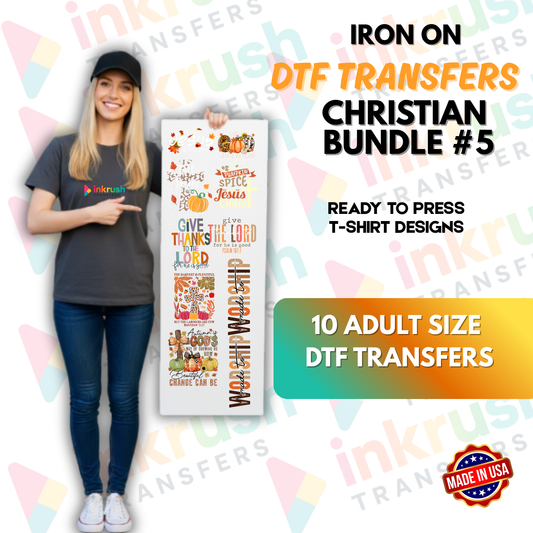 Christian Bundle #5 – Floral Faith (Women’s Boutique) (22″ Gang Sheet, 10 Transfers)