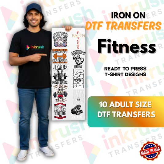 Hardcore Gym Mode – 22″ Premade Fitness Gang Sheet (10 Adult Designs)