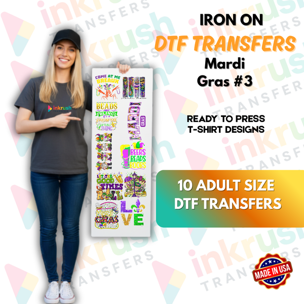 Mardi Gras Bundle #3 – Vintage NOLA Jazz & Retro (22″ Gang Sheet, 10 Transfers)