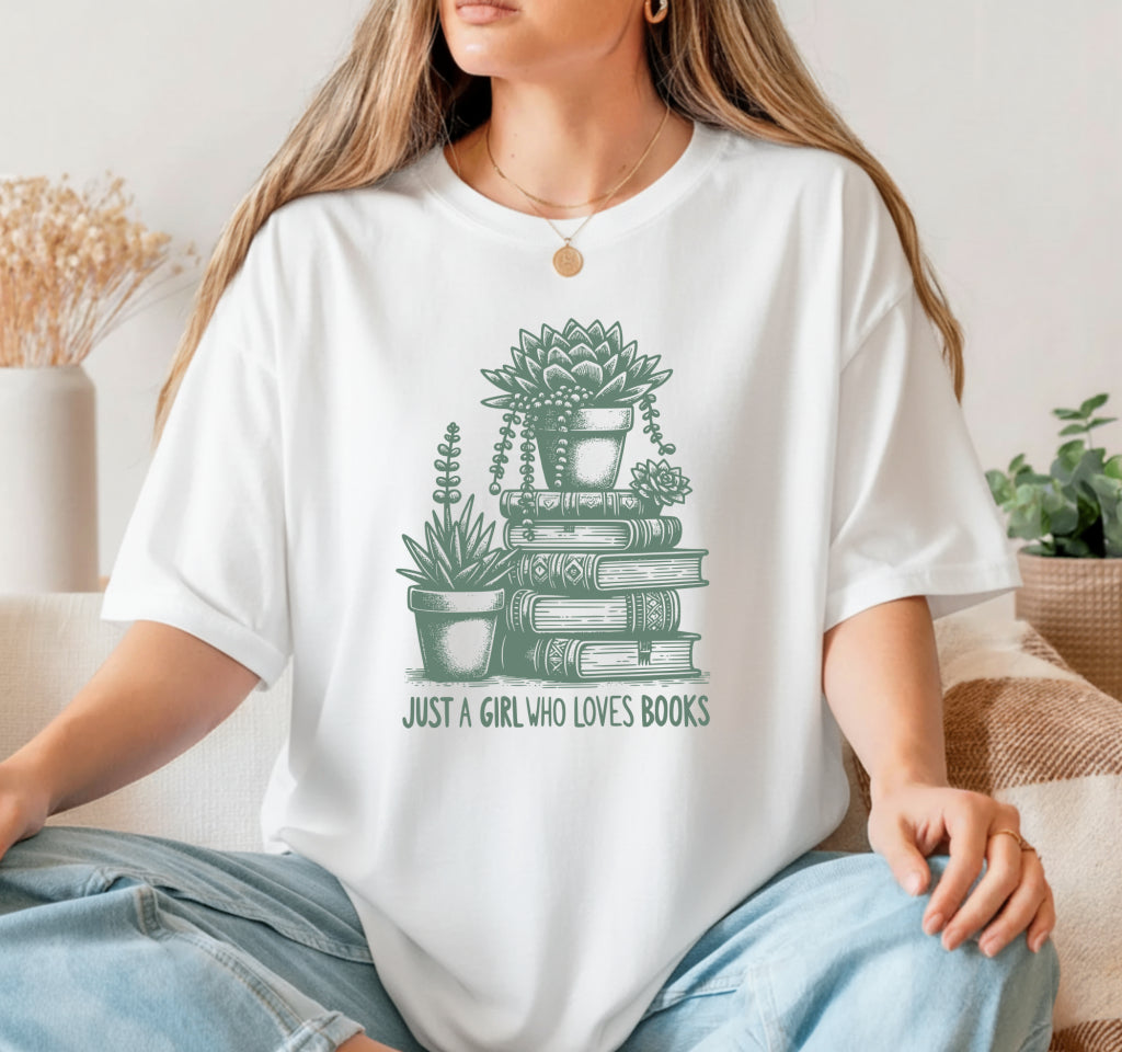 Just A Girl Who Loves Books – Book Lover DTF Transfer