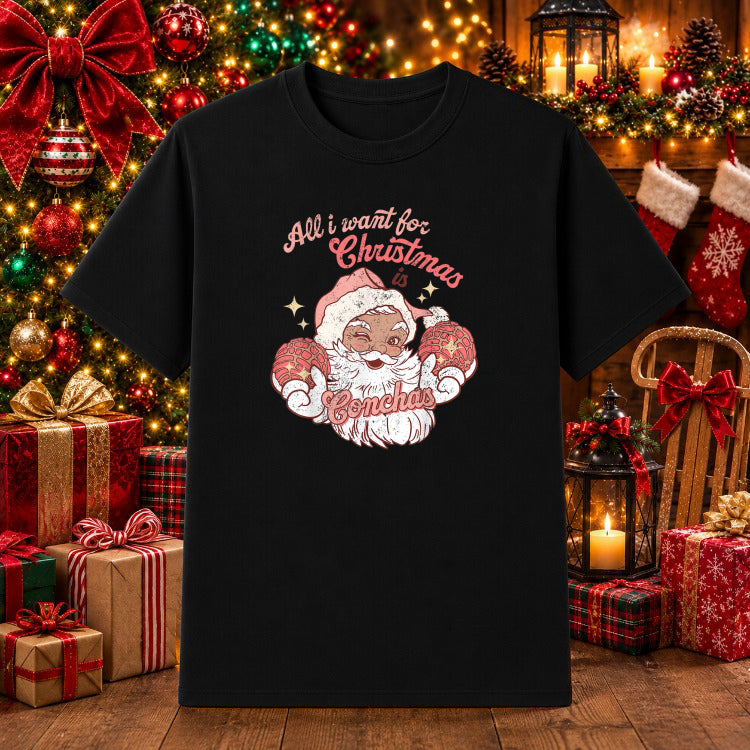 All I Want For Merry Christmas Is Mexican Conchas Pan Dulce – Christmas DTF Transfer – by Ink Rush – Premade Transfers – M...