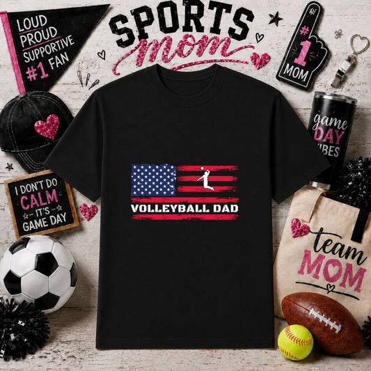 American Flag Volleyball Dad – Sports DTF Transfer – by Ink Rush – Premade Transfers – Sports Dad, Premade DTF