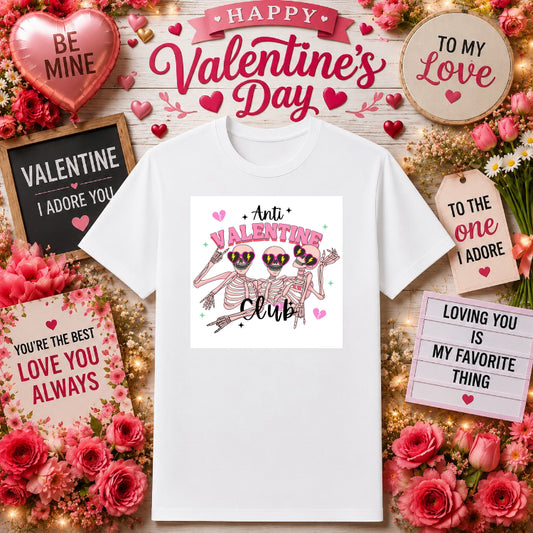 Anti Valentine Club – Valentines Day DTF Transfer – by Ink Rush – Premade Transfers – DTF Transfers, Apparel