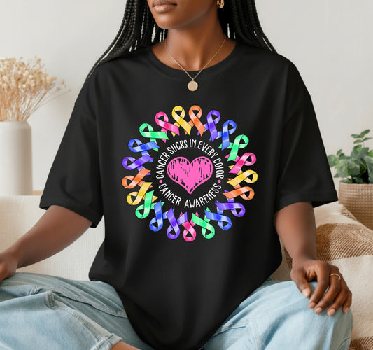 Cancer Sucks In Every Color – Cancer Awareness DTF Transfer
