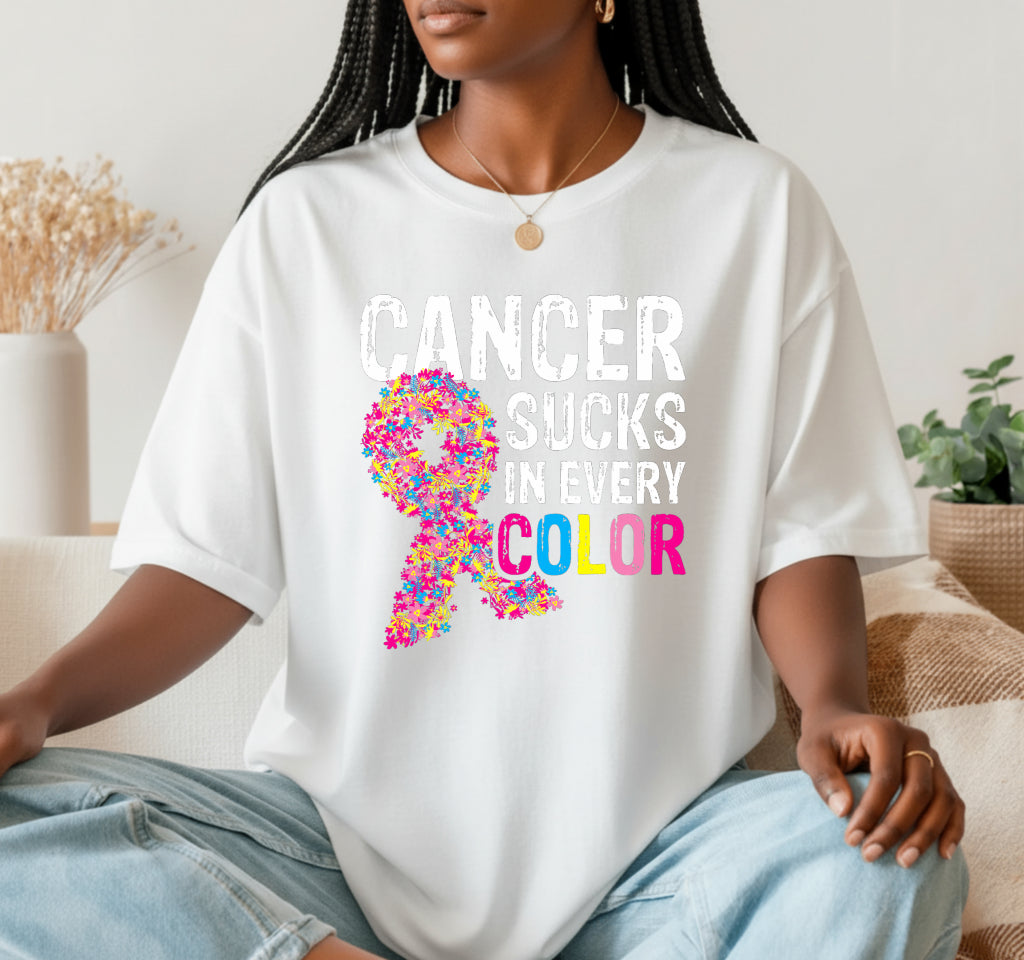 Cancer Sucks In Every Color – Cancer Awareness DTF Transfer