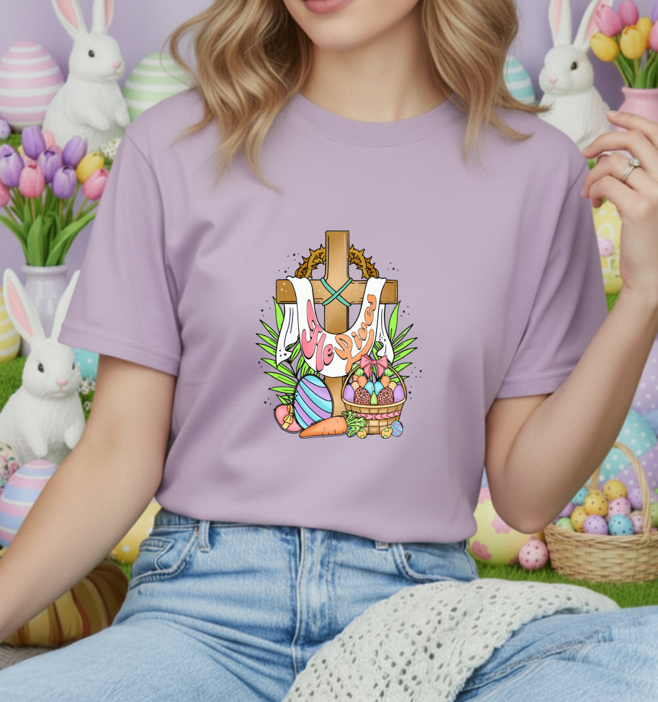 He is Risen Easter Cross – Religious DTF Transfer