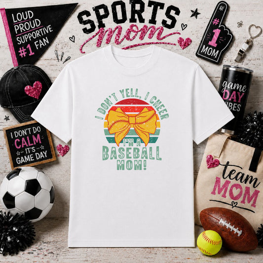 BASEBALL MOM – Sports Mom DTF Transfer – by Ink Rush – Premade Transfers – Sports Mom, Gameday