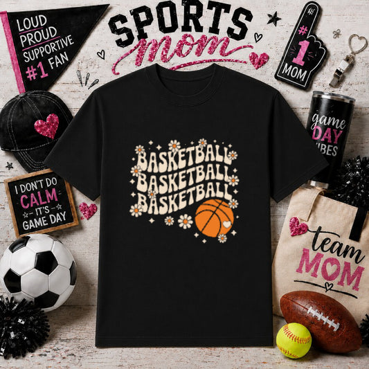 BASKETBALL MOM – Basketball DTF Transfer – by Ink Rush – Premade Transfers – Sports Mom, Gameday