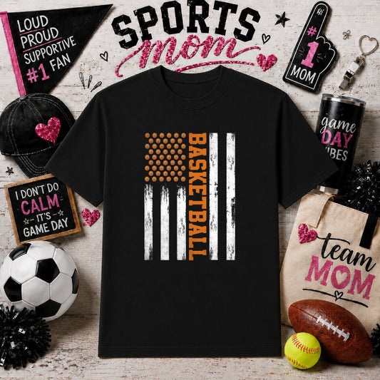 Basketball Mom Heart – Sports Gameday DTF Transfer – by Ink Rush – Premade Transfers – Sports Mom, Gameday
