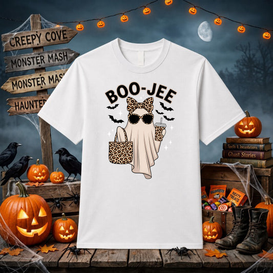 BOO-JEE Leopard Ghost – Halloween DTF Transfer – by Ink Rush – Premade Transfers – DTF Transfer, Apparel Decorating