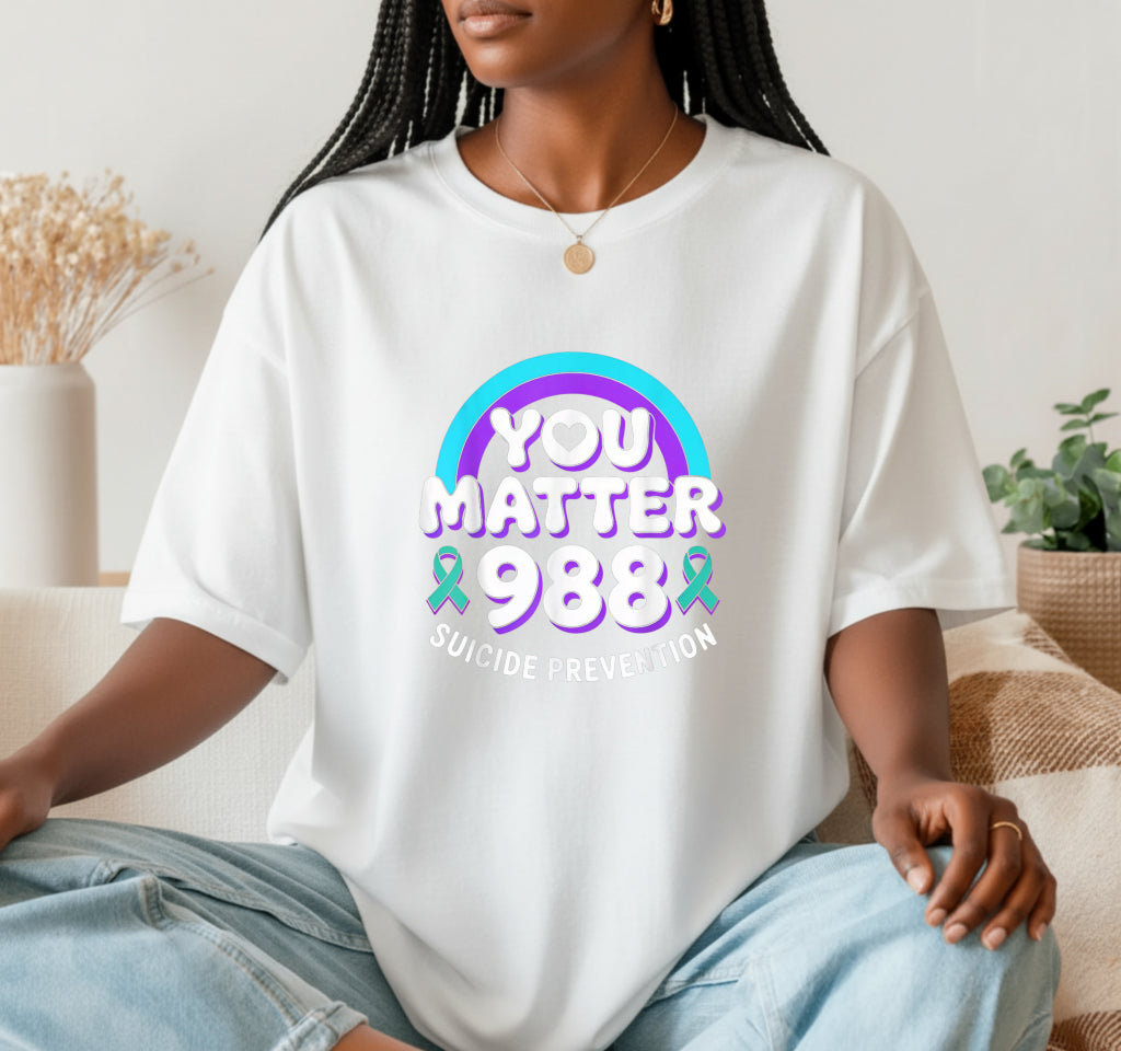 You Matter Suicide Prevention Awareness – Rainbow Ribbon DTF Transfer