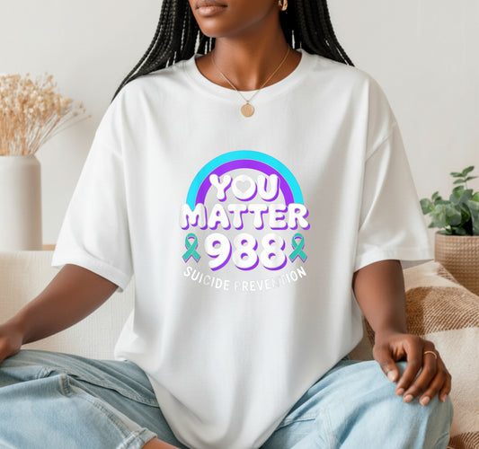 You Matter Suicide Prevention Awareness – Rainbow Ribbon DTF Transfer