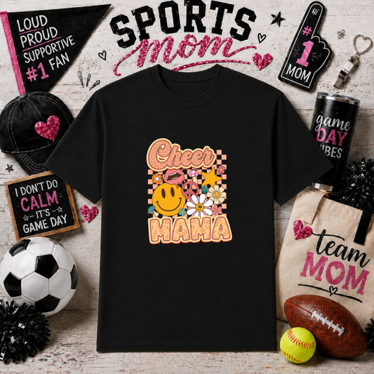 CHEER MAMA – Sports Mom DTF Transfer – by Ink Rush – Premade Transfers – Sports Mom, Gameday