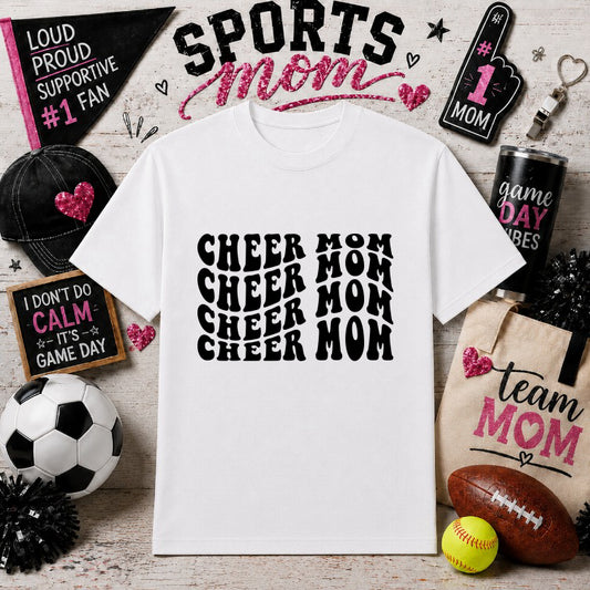 CHEER MOM – Cheerleading Sports Mom DTF Transfer – by Ink Rush – Premade Transfers – Sports Mom, Gameday