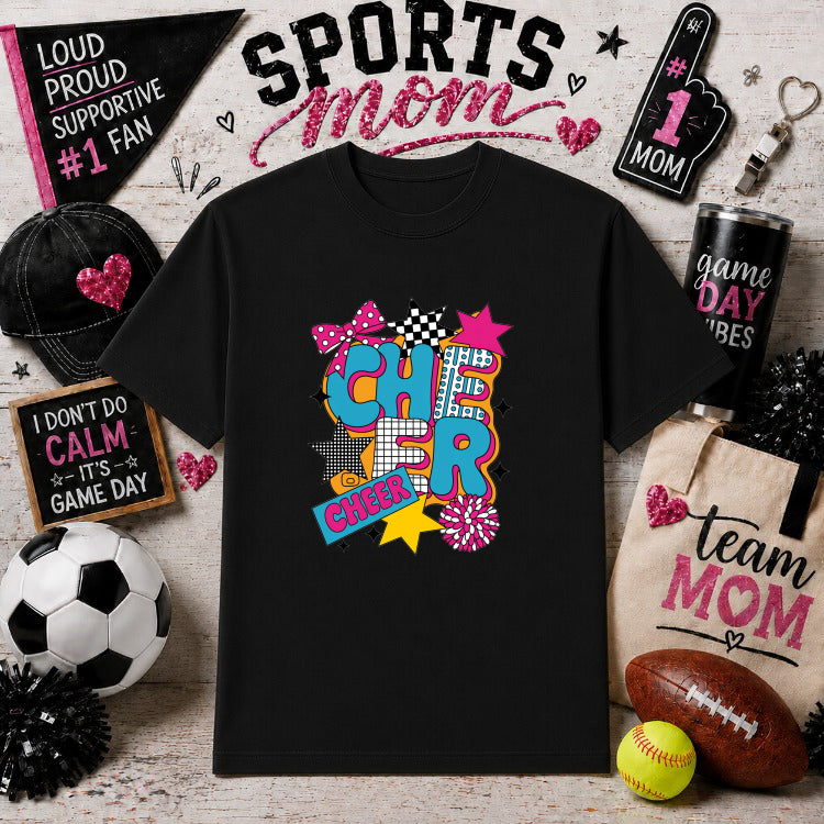 CHEER MOM PREPPY CHEER – Sports Mom DTF Transfer – by Ink Rush – Premade Transfers – Sports Mom, Gameday
