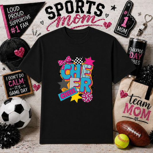 CHEER MOM PREPPY CHEER – Sports Mom DTF Transfer – by Ink Rush – Premade Transfers – Sports Mom, Gameday