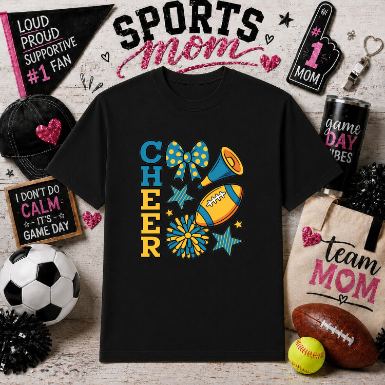CHEER MOM – Sports Mom DTF Transfer – by Ink Rush – Premade Transfers – Sports Mom, Gameday