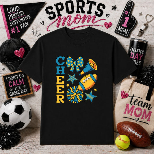 CHEER MOM – Sports Mom DTF Transfer – by Ink Rush – Premade Transfers – Sports Mom, Gameday