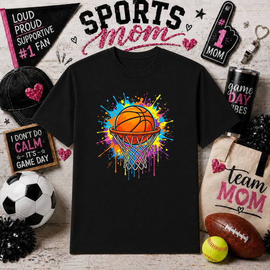 Colorful Drip Basketball – Sports DTF Transfer – by Ink Rush – Premade Transfers – Sports Mom, DTF Transfers