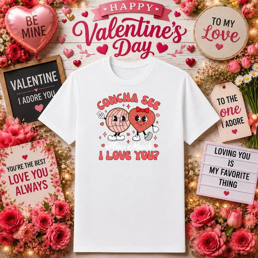 Concha See How Much I Love You – Valentine DTF Transfer – by Ink Rush – Premade Transfers – DTF Transfer, Apparel Decoration