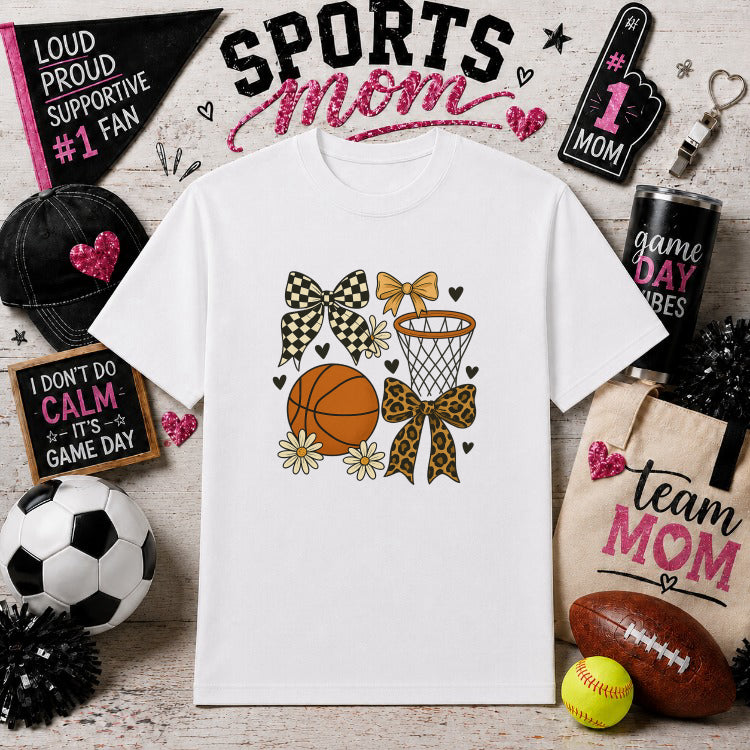 Coquette Basketball Game Day – Sports Mom DTF Transfer – by Ink Rush – Premade Transfers – Sports Mom, DTF Transfers