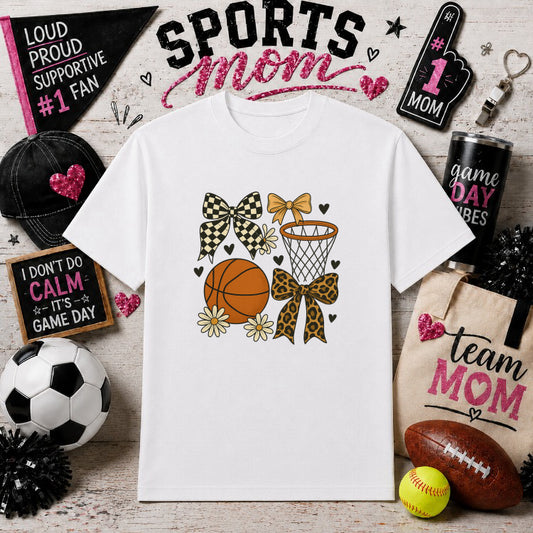 Coquette Basketball Game Day – Sports Mom DTF Transfer – by Ink Rush – Premade Transfers – Sports Mom, DTF Transfers
