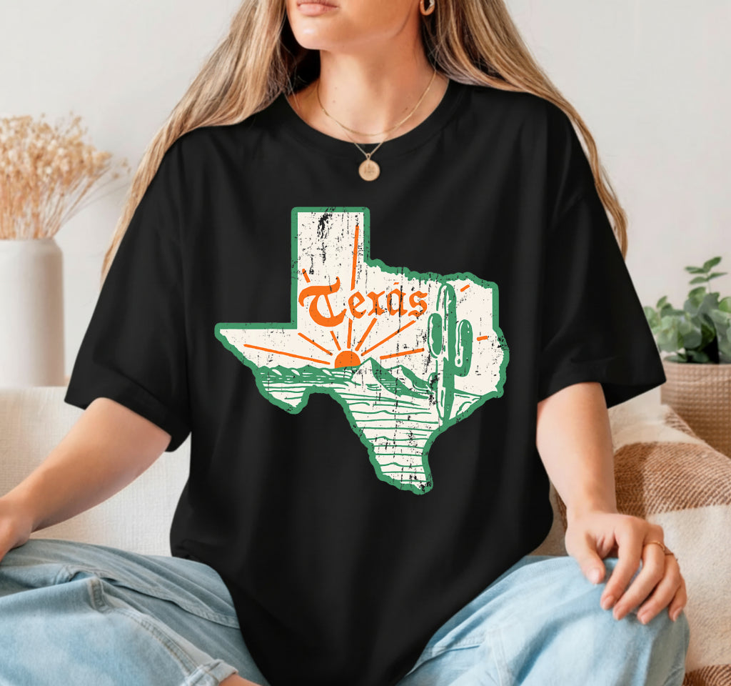 TEXAS State Pride Vintage Map – DTF Transfer