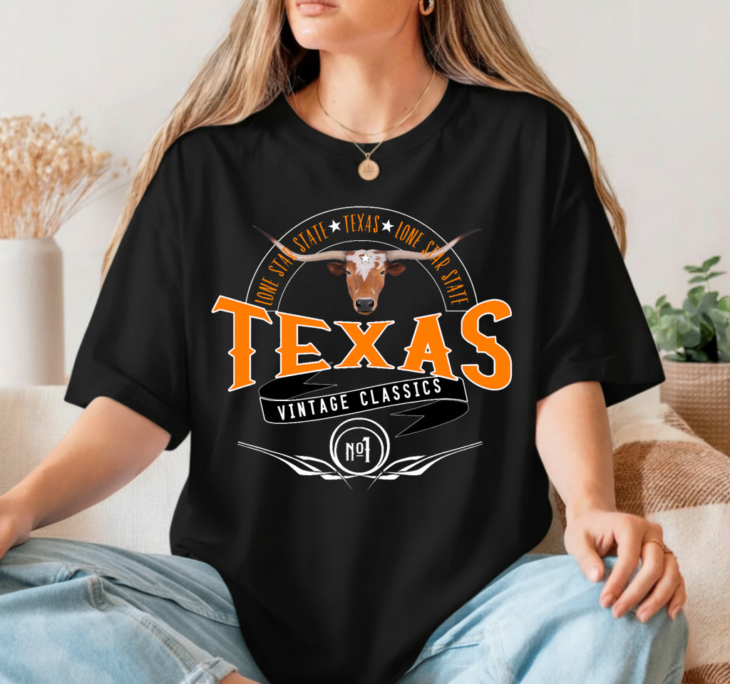 TEXAS Lone Star Longhorn Skull – Western DTF Transfer