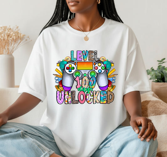 LEVEL 100 DAYS UNLOCKED Game Controller – 100 Days of School DTF Transfer