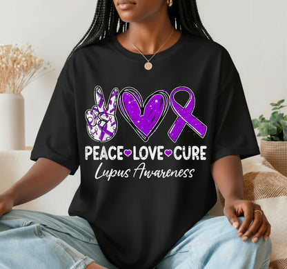 Peace Love Cure Lupus Awareness Warrior – DTF Transfer