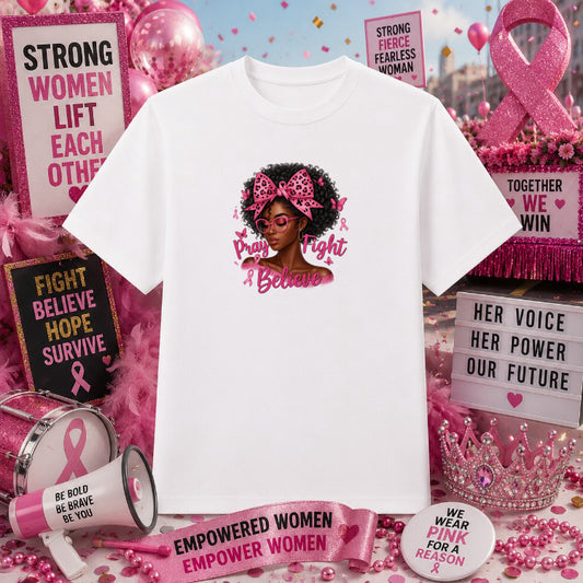 Faith Hope Fight – Breast Cancer Awareness DTF Transfer – by Ink Rush – Premade Transfers – Breast Cancer Awareness, Prema...