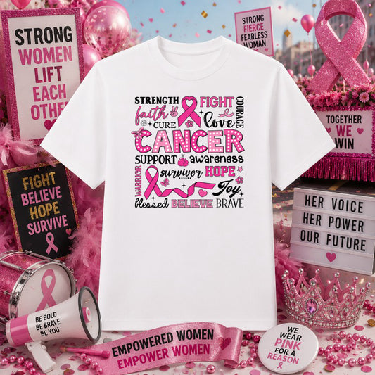 FAITH OVER FEAR Breast Cancer Awareness – DTF Transfer – by Ink Rush – Premade Transfers – Breast Cancer Awareness, DTF Tr...