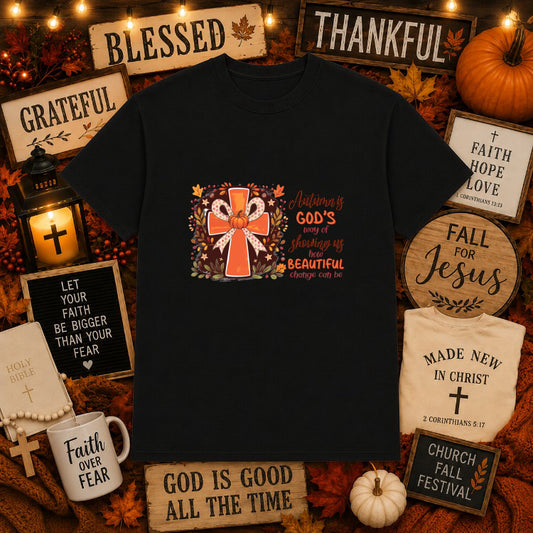 FALL FOR JESUS – Christian DTF Transfer – by Ink Rush – Premade Transfers – Christian, Apparel