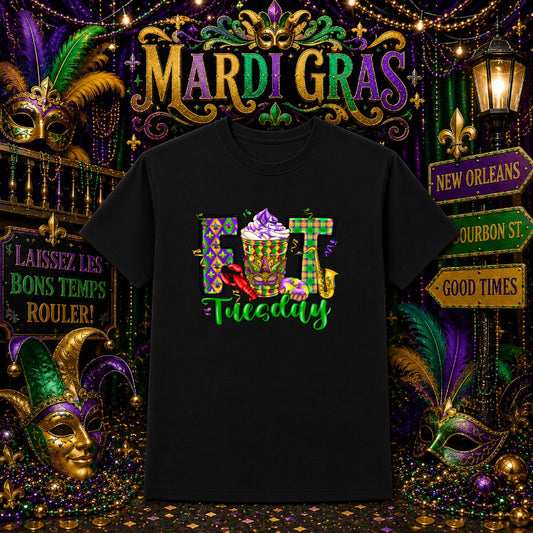 FAT TUESDAY Mardi Gras Jester – DTF Transfer – by Ink Rush – Premade Transfers – Mardi Gras, Apparel Decor
