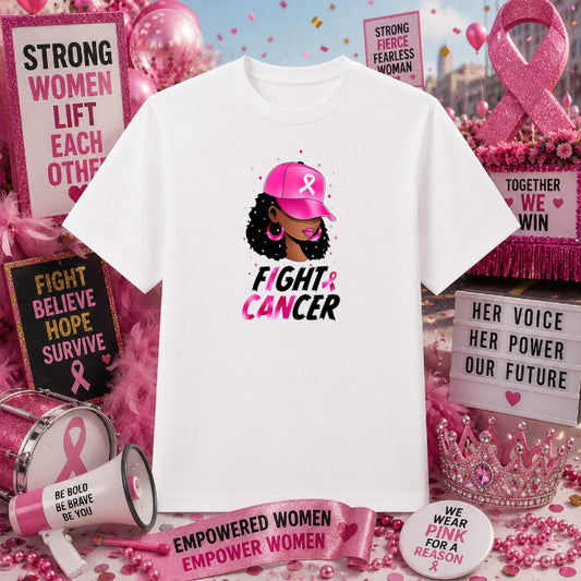 Fight Cancer Ribbon – Breast Cancer Awareness DTF Transfer – by Ink Rush – Premade Transfers – Breast Cancer Awareness, DT...