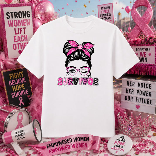 "FIGHT FOR A CURE" – Breast Cancer Awareness DTF Transfer – by Ink Rush – Premade Transfers – Breast Cancer Awareness, App...