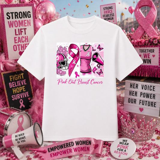 FIGHT HOPE CURE Floral Pink Ribbon – Breast Cancer DTF Transfer – by Ink Rush – Premade Transfers – Breast Cancer Awarenes...