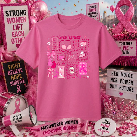 FIGHT HOPE STRENGTH Pink Ribbon – Breast Cancer Awareness DTF Transfer – by Ink Rush – Premade Transfers – Breast Cancer A...
