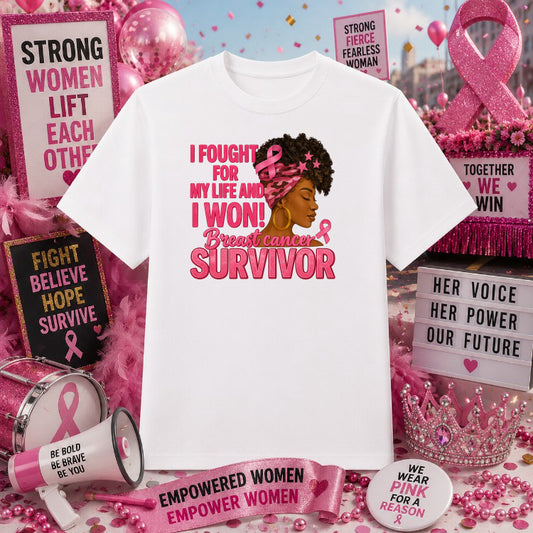 Fight Like a Girl Pink Ribbon – Breast Cancer Awareness DTF Transfer – by Ink Rush – Premade Transfers – Breast Cancer Awa...