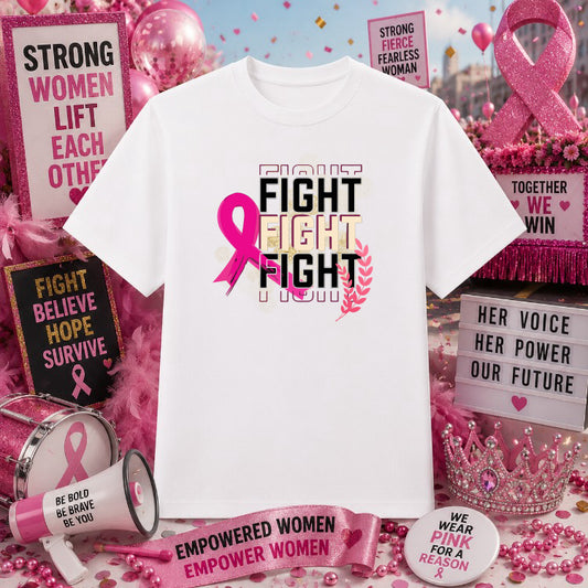 Fight Like a Girl Pink Ribbon – Breast Cancer DTF Transfer – by Ink Rush – Premade Transfers – Breast Cancer Awareness, Ap...