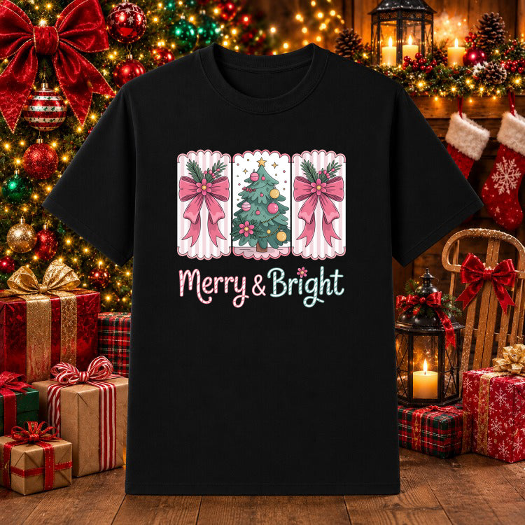 Floral Preppy Christmas Tree – Ready to Press DTF Transfer – by Ink Rush – Premade Transfers – Christmas, Apparel Decor