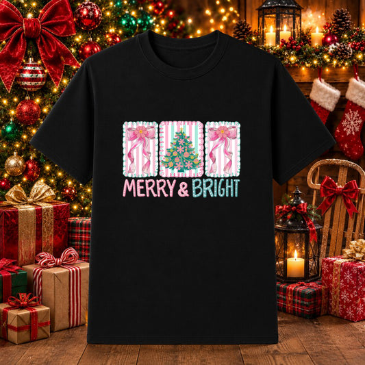 Floral Preppy Christmas Tree with Bow – Christmas DTF Transfer – by Ink Rush – Premade Transfers – DTF Transfers, Heat Tra...