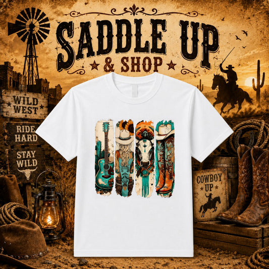 Floral Western Cowboy Boot – Western DTF Transfer – by Ink Rush – Premade Transfers – Western, Country